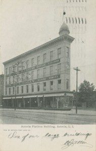 Gally Furniture was located in the Astoria Flatiron building in 1906. Courtesy of the Queens Borough Public Library, Post Card Collection