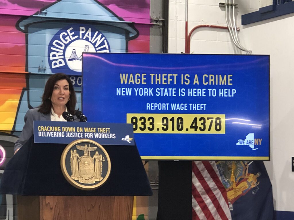 Governor Kathy Hochul at the Wage Theft Event