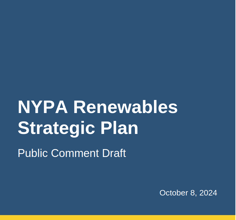 NY Power Authority Hearing on Draft Strategic Plan for Renewable Energy (Nov 20th)