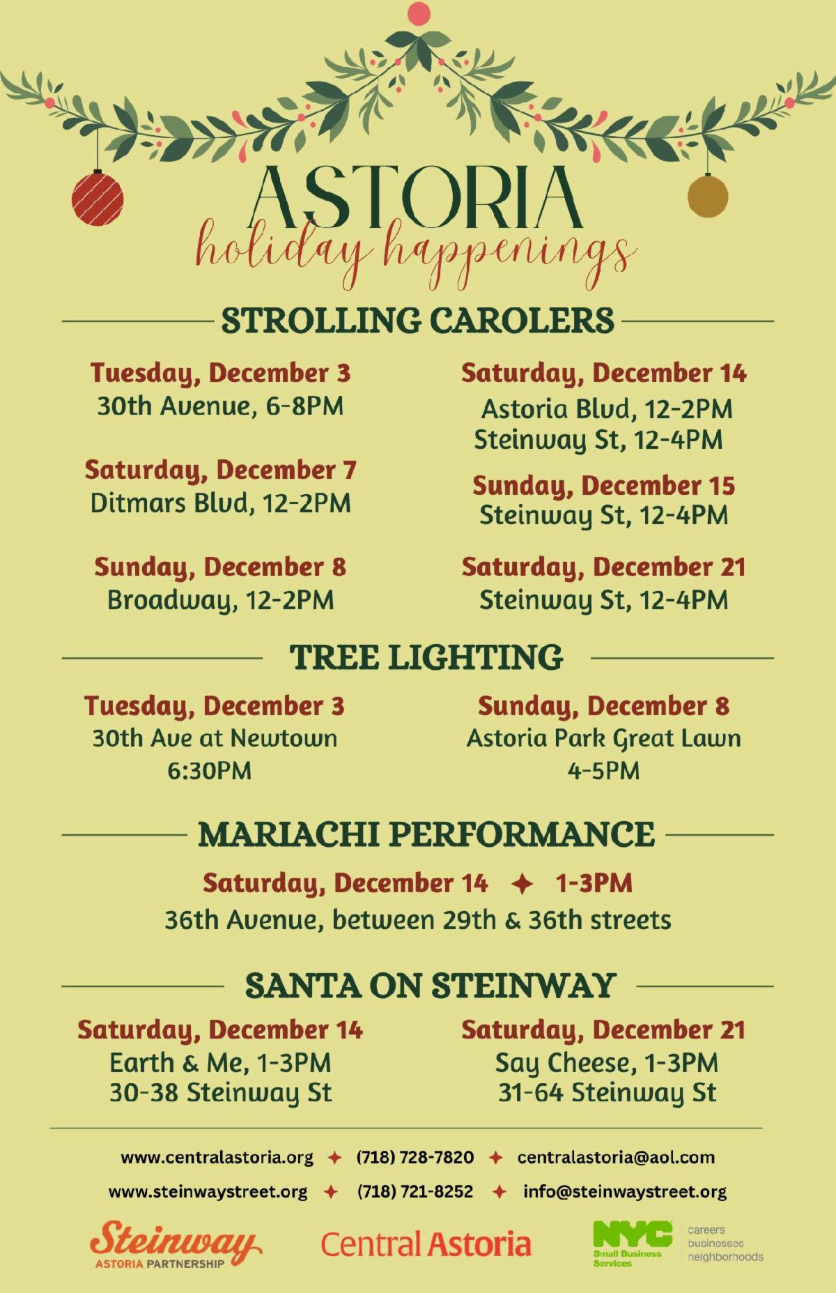 Astoria Holiday Happenings by Central Astoria LDC and Steinway Astoria Partnership