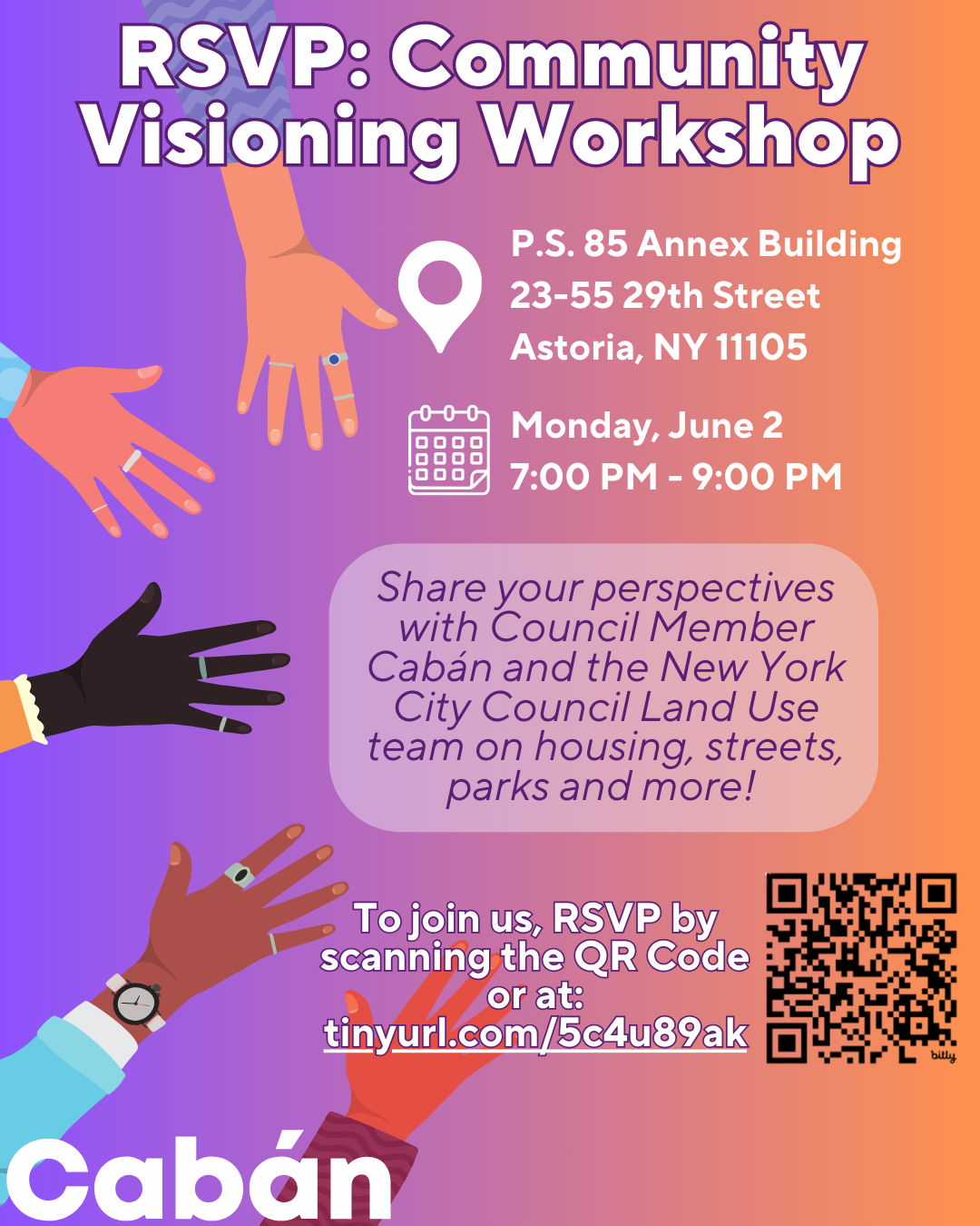Join Council Member Cabán for a Community Visioning Workshop (June 2nd)