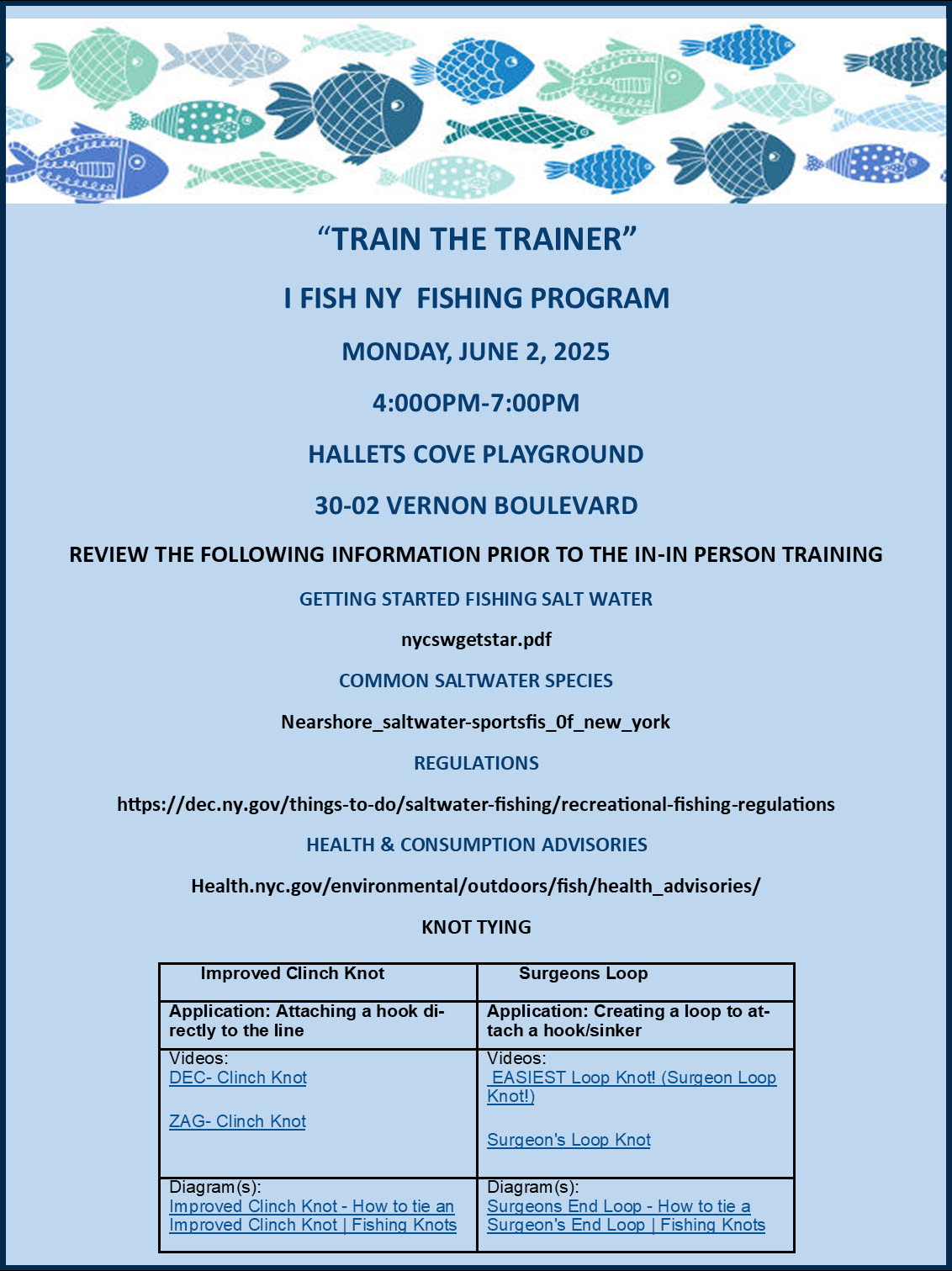 Train the Trainer Fishing Program at Hallets Cove (June 2nd)