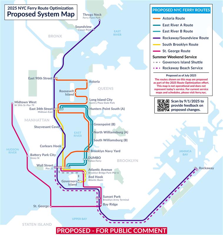 NYC Ferry Proposed Route Change