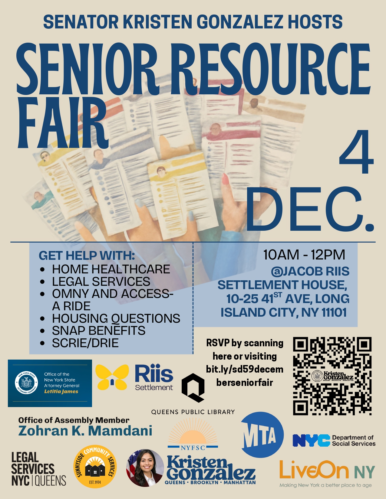 Senator Kristen Gonzalez Hosts Senior Resource Fair at Queensbridge Houses (Dec 4th)