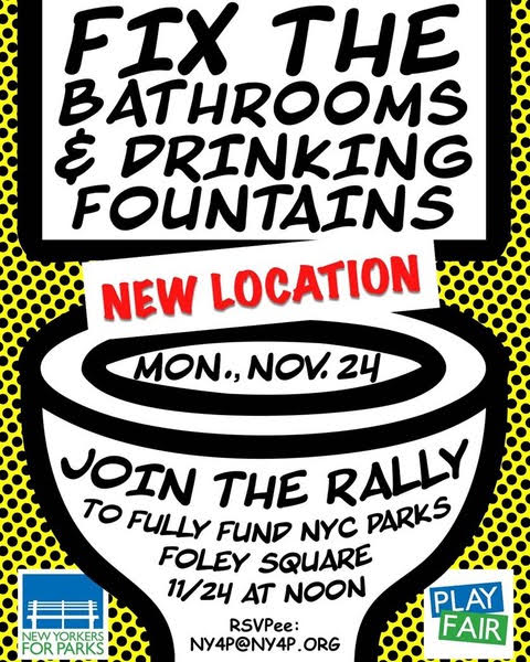 Rally and City Council Hearing on Improving Parks Bathrooms and Drinking Fountains (Nov 24th)