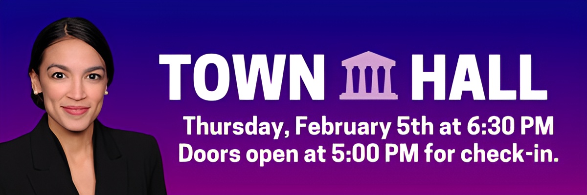 Congresswoman Alexandria Ocasio-Cortez to Hold In-Person Town Hall in Queens (Feb 5th)