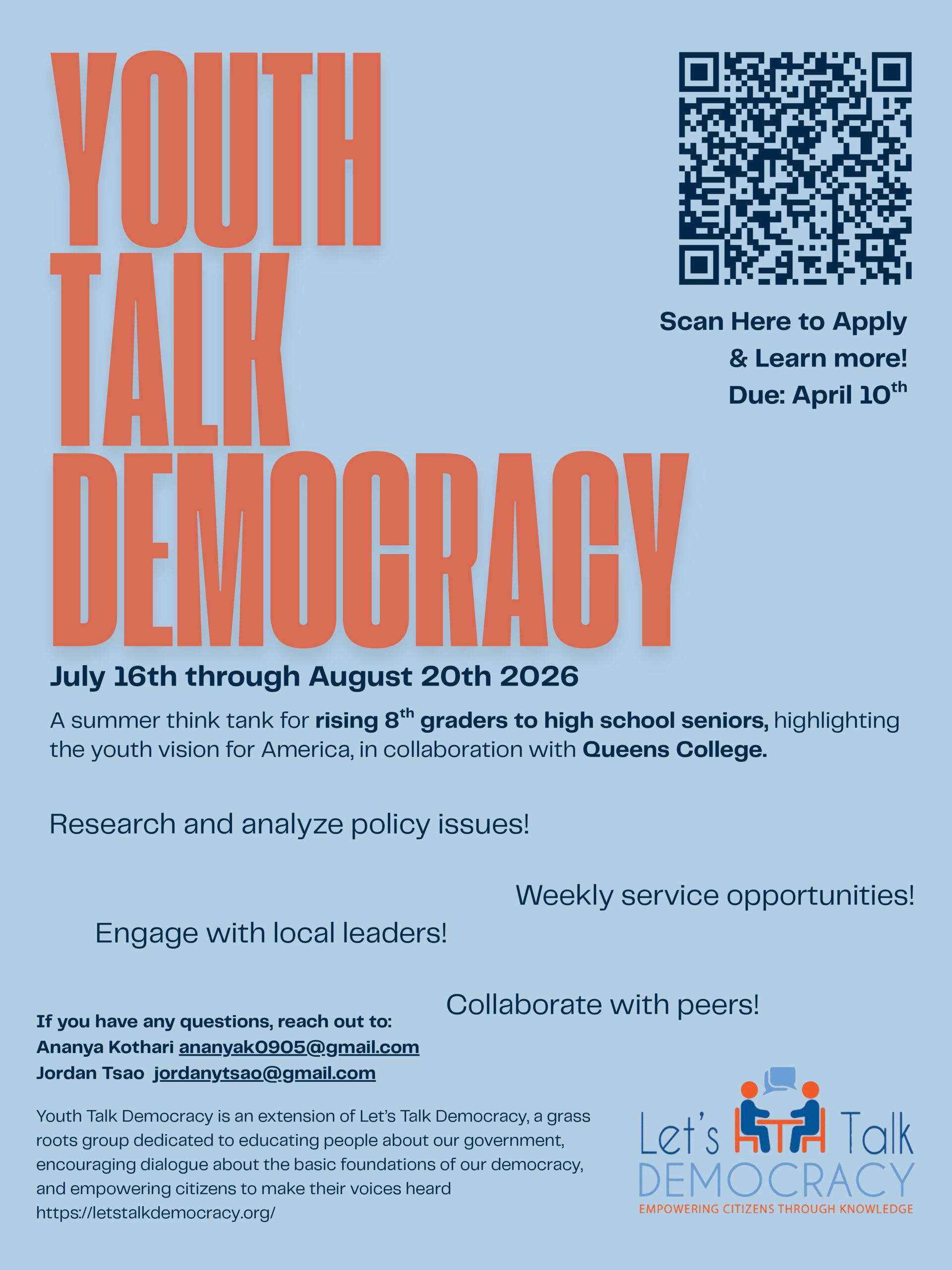 Youth Talk Democracy Summer 2026