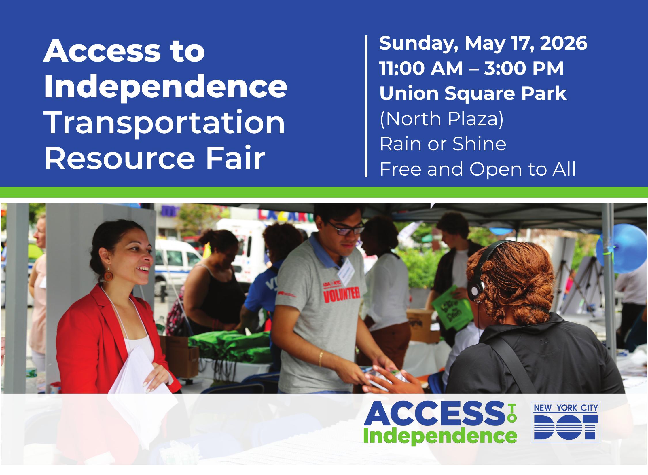 Free NYC DOT Access to Independence Transportation Resource Fair (May 17th)