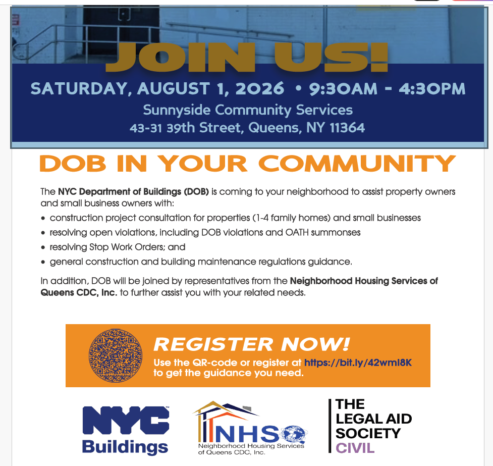 DOB Community Event Coming to Sunnyside (Aug 1st)