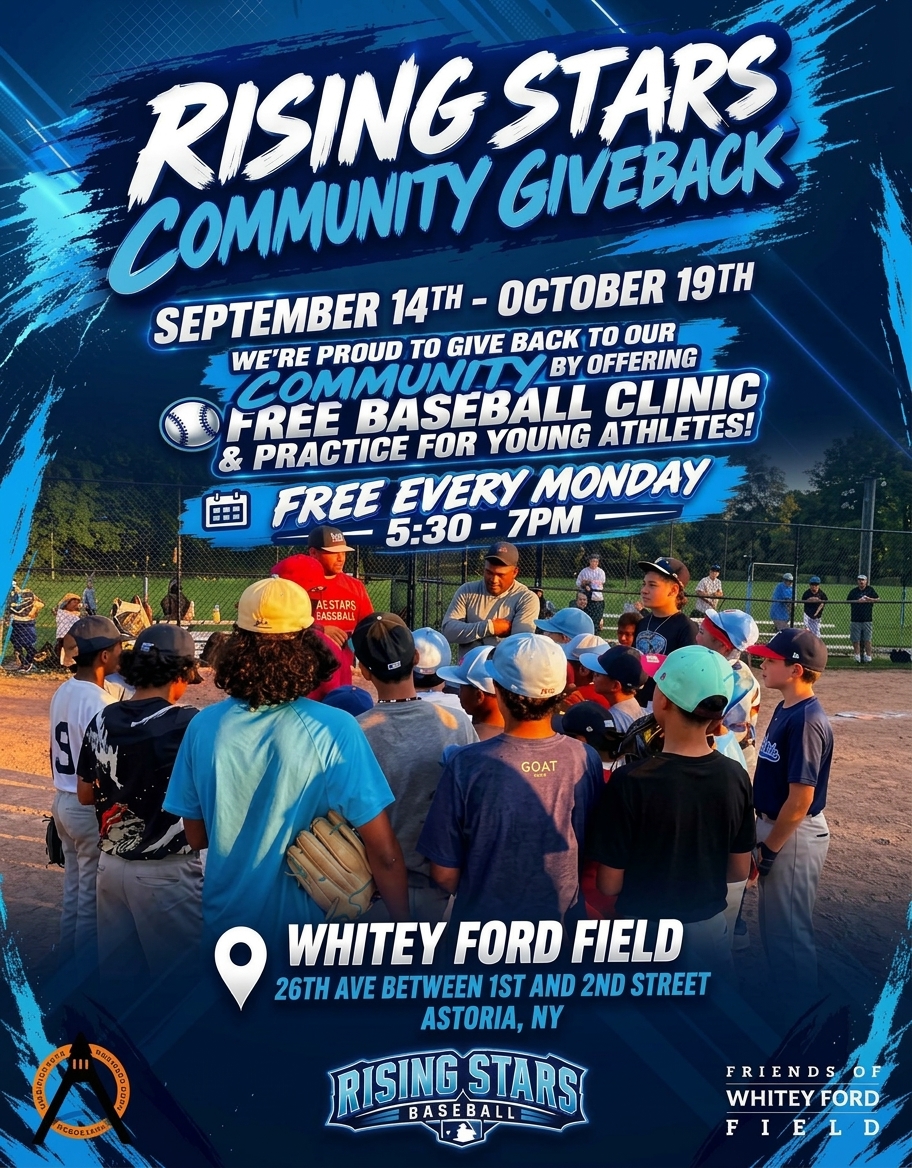 Free Baseball Clinics at Whitey Ford Field Every Monday